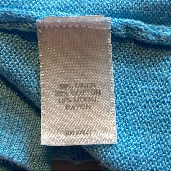 J. Jill Robin Egg Blue Linen Blend 3/4 Sleeve Cardigan Sweater Size Medium - Picture 4 of 12